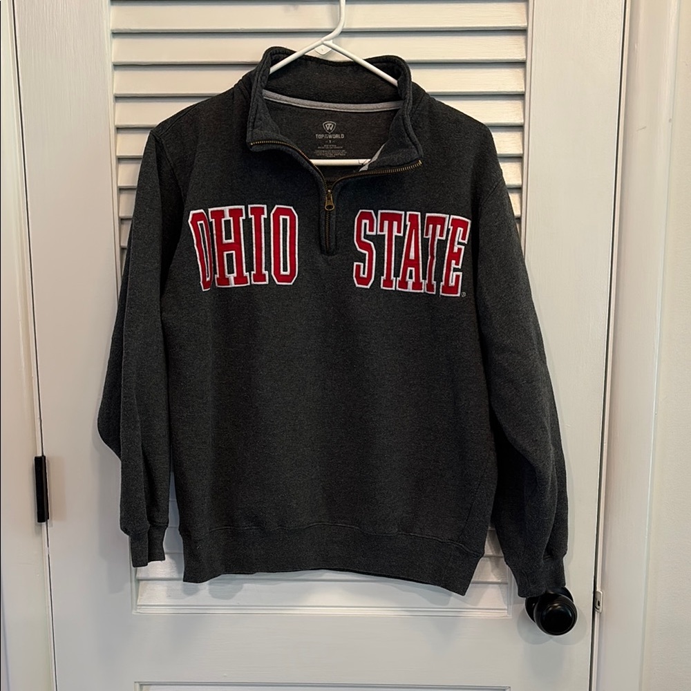 Ohio State Gray Quarter-Zip Sweater
